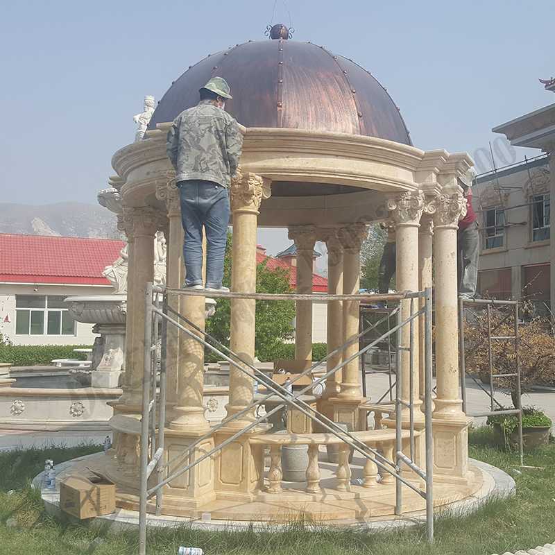歐式大理石涼亭，石雕柱子亭子，石材景觀涼亭
