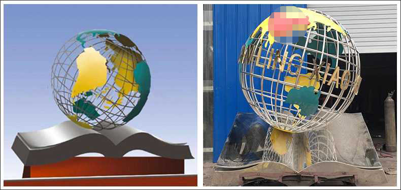 不銹鋼地球，景觀地球雕塑，學(xué)校地球儀擺件