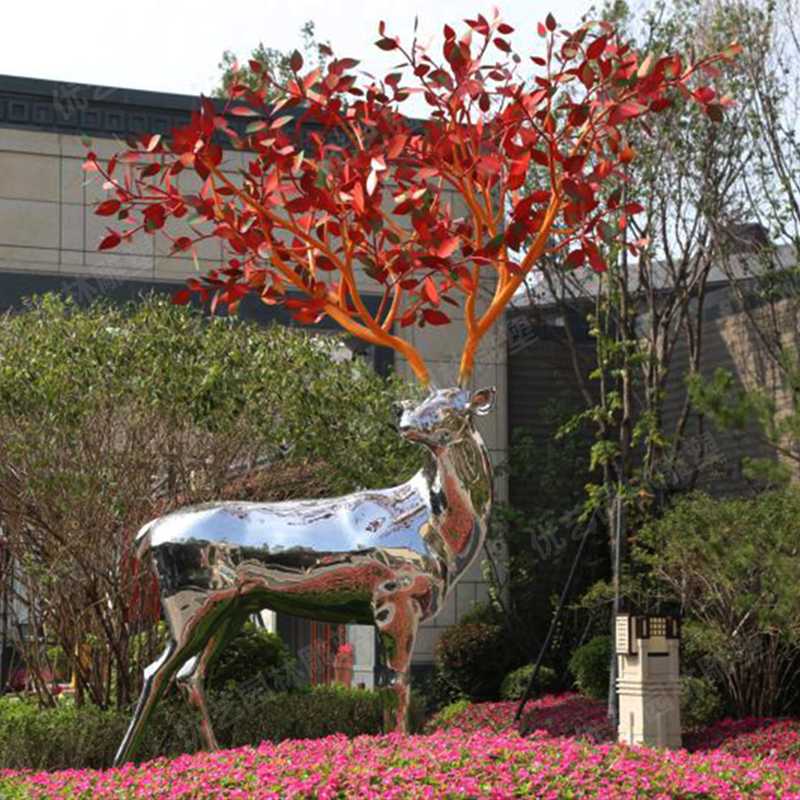 不銹鋼鹿，不銹鋼雕塑，不銹鋼鹿定制
