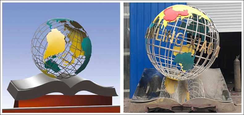 不銹鋼地球，景觀地球雕塑，學(xué)校地球儀擺件